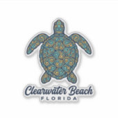 Clearwater Beach Florida Zeeschildpad Vectorontwer Sticker (Voorkant)