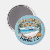 Clearwater Beach Retro Vignet Magneet (Voorkant / Achterkant)