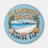 Clearwater Beach Retro Vignet Magneet (Voorkant)