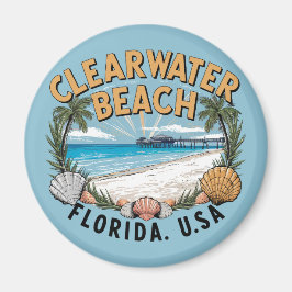 Clearwater Beach Retro Vignet Magneet