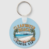 Clearwater Beach Retro Vignette  Sleutelhanger (Voorkant)