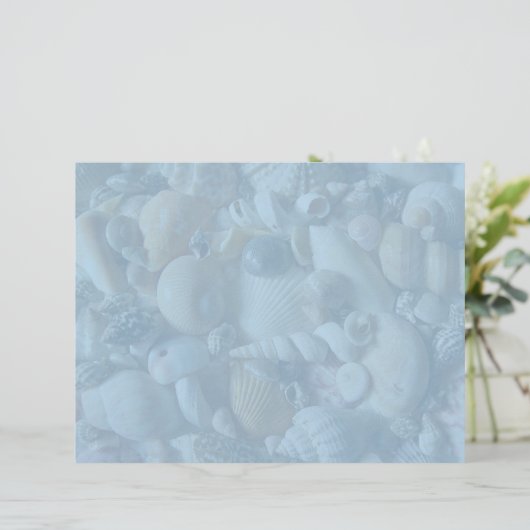 Clearwater Blue Blank Seashell Letterhead Paper (Staand voorkant)