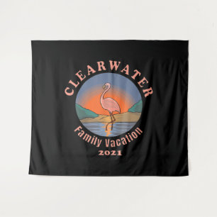 Clearwater Flamingo Vakantie 2021 Grappige Flami Wandkleed
