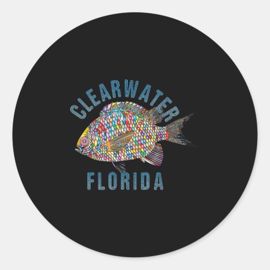 Clearwater, Florida Beach Design _ Souvenir Illust Ronde Sticker (Voorkant)