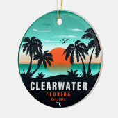 Clearwater Florida Beach Retro Sunset Souvenirs Keramisch Ornament (Links)