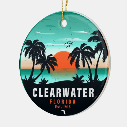 Clearwater Florida Beach Retro Sunset Souvenirs Keramisch Ornament (Links)