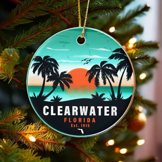 Clearwater Florida Beach Retro Sunset Souvenirs Keramisch Ornament