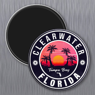 Clearwater Florida Beach Retro Sunset Souvenirs Magneet