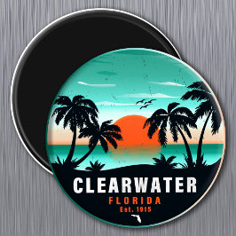 Clearwater Florida Beach Retro Sunset Souvenirs Magneet