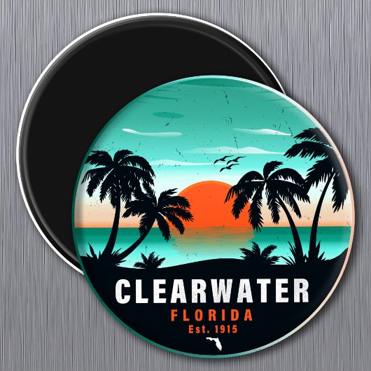 Clearwater Florida Beach Retro Sunset Souvenirs Magneet