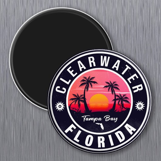 Clearwater Florida Beach Retro Sunset Souvenirs Magneet