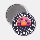 Clearwater Florida Beach Retro Sunset Souvenirs Magneet (Voorkant / Achterkant)