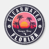 Clearwater Florida Beach Retro Sunset Souvenirs Magneet (Voorkant)