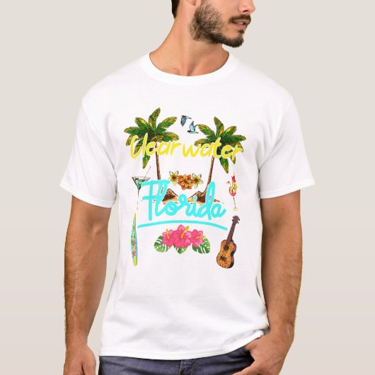 Clearwater Florida Beach Summer Palm Surf Sun Set  T-shirt (Voorkant)