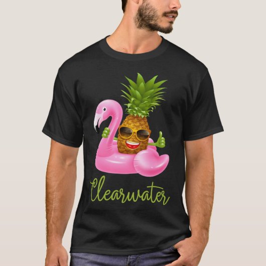 Clearwater Florida Beach Tropical  Flamingo Pineap T-shirt (Voorkant)