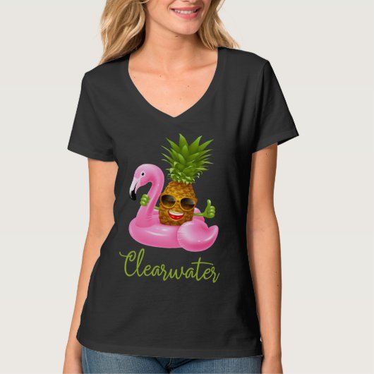 Clearwater Florida Beach Tropical Flamingo Pineap T-shirt (Voorkant)