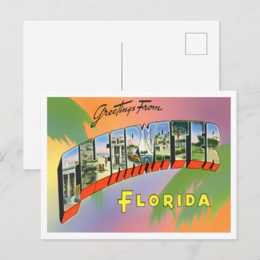 Clearwater, Florida Big Letters Briefkaart (Voorkant / Achterkant)