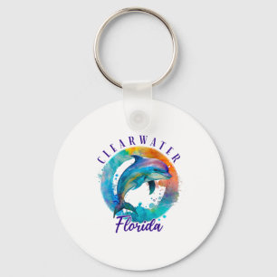 Clearwater Florida Gelukkige Waterverf Dolfijn Sleutelhanger