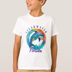 Clearwater Florida Gelukkige Waterverf Dolfijn T-shirt