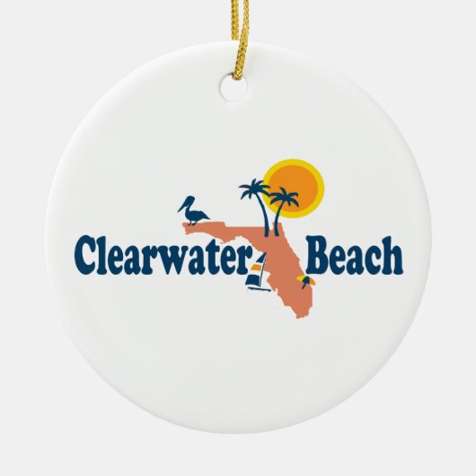 Clearwater Florida - Kaartontwerp. Keramisch Ornament (Voorkant)