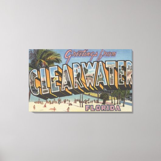 Clearwater, Florida - Large Letter Scenes 2 Canvas Afdruk (Voorkant)