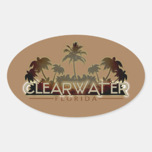 Clearwater Florida palmbomen ovale sticker