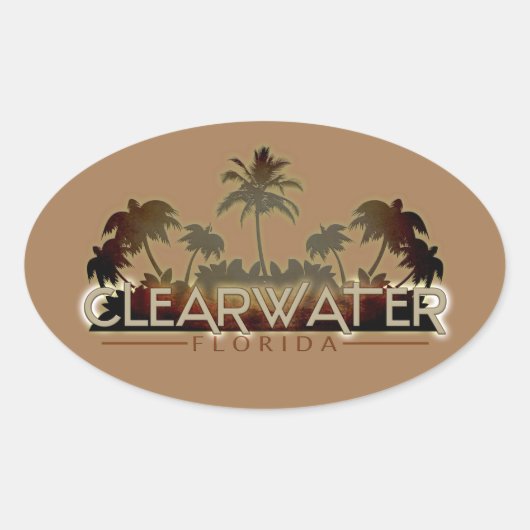 Clearwater Florida palmbomen ovale sticker (Voorkant)