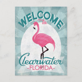 Clearwater Florida Pink Flamingo Retro Briefkaart