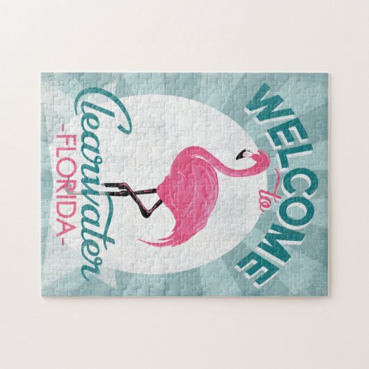 Clearwater Florida Pink Flamingo Retro Legpuzzel (Horizontaal)