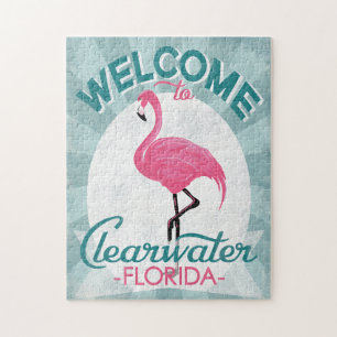 Clearwater Florida Pink Flamingo Retro Legpuzzel