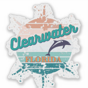 Clearwater Florida Retro  exploderende zonsonderga Sticker