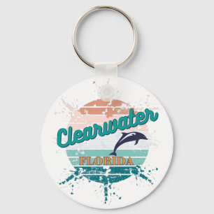 Clearwater Florida Retro Exploding Sunset Sleutelhanger