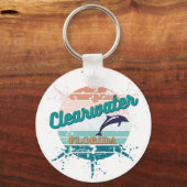 Clearwater Florida Retro Exploding Sunset Sleutelhanger (Voorkant)