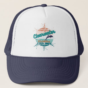 Clearwater Florida Retro Exploding Sunset Trucker Pet
