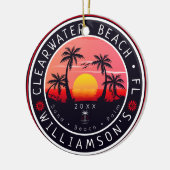 Clearwater Florida Retro Sunset Souvenirs 80s Keramisch Ornament (Links)