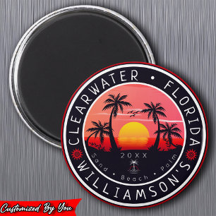 Clearwater Florida Retro Sunset Souvenirs 80s Magneet