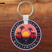 Clearwater Florida Retro Sunset Souvenirs 80s Sleutelhanger (Voorkant)