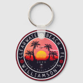 Clearwater Florida Retro Sunset Souvenirs 80s Sleutelhanger (Achterkant)