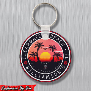 Clearwater Florida Retro Sunset Souvenirs 80s Sleutelhanger