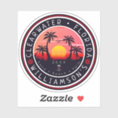 Clearwater Florida Retro Sunset Souvenirs 80s Sticker (Vel)