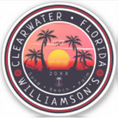 Clearwater Florida Retro Sunset Souvenirs 80s Sticker (Voorkant)