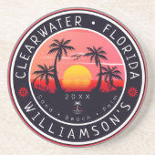 Clearwater Florida Retro Sunset Souvenirs 80s Zandsteen Onderzetter (Voorkant)