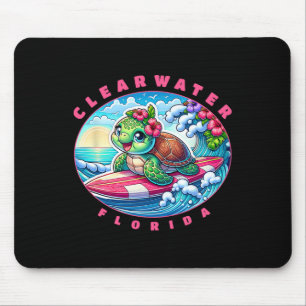 Clearwater Florida Schattig Surfen Meisje Zeeschil Muismat