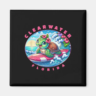 Clearwater Florida Schattig Surfmeisje Zeeschildpa Magneet