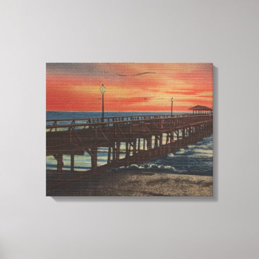 Clearwater, Florida - Sunset Uitzicht of Vissen Pi Canvas Afdruk (Voorkant)