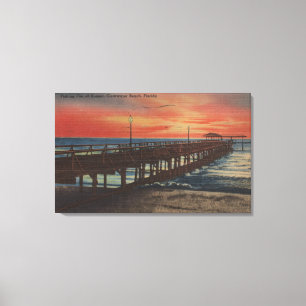 Clearwater, Florida - Sunset Uitzicht of Vissen Pi Canvas Afdruk
