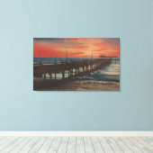 Clearwater, Florida - Sunset Uitzicht of Vissen Pi Canvas Afdruk (Insitu (Houten vloer))