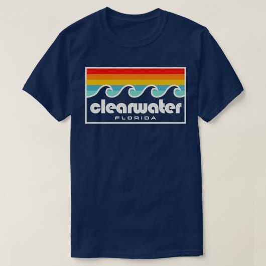 Clearwater Florida Tampa Bay Retro Sunset Waves T-shirt (Design voorkant)