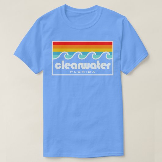 Clearwater Florida Tampa Bay Retro Sunset Waves T-shirt (Design voorkant)