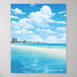 Clearwater Florida USA Spanje Vintage Travel Poster